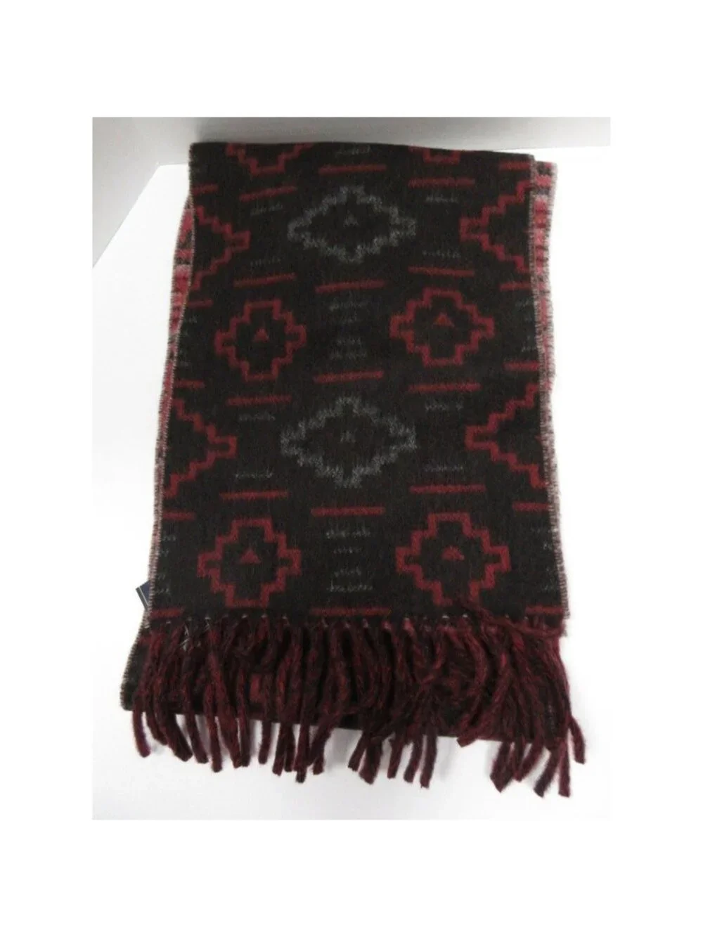 VINTAGE Polo Ralph Lauren Scarf Red Lambs Wool Southwestern Aztec 90s